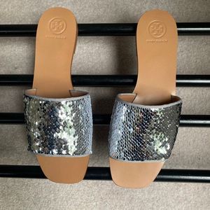 TORY BURCH Women Carter Slide Sequins Sandals - NEW NWB